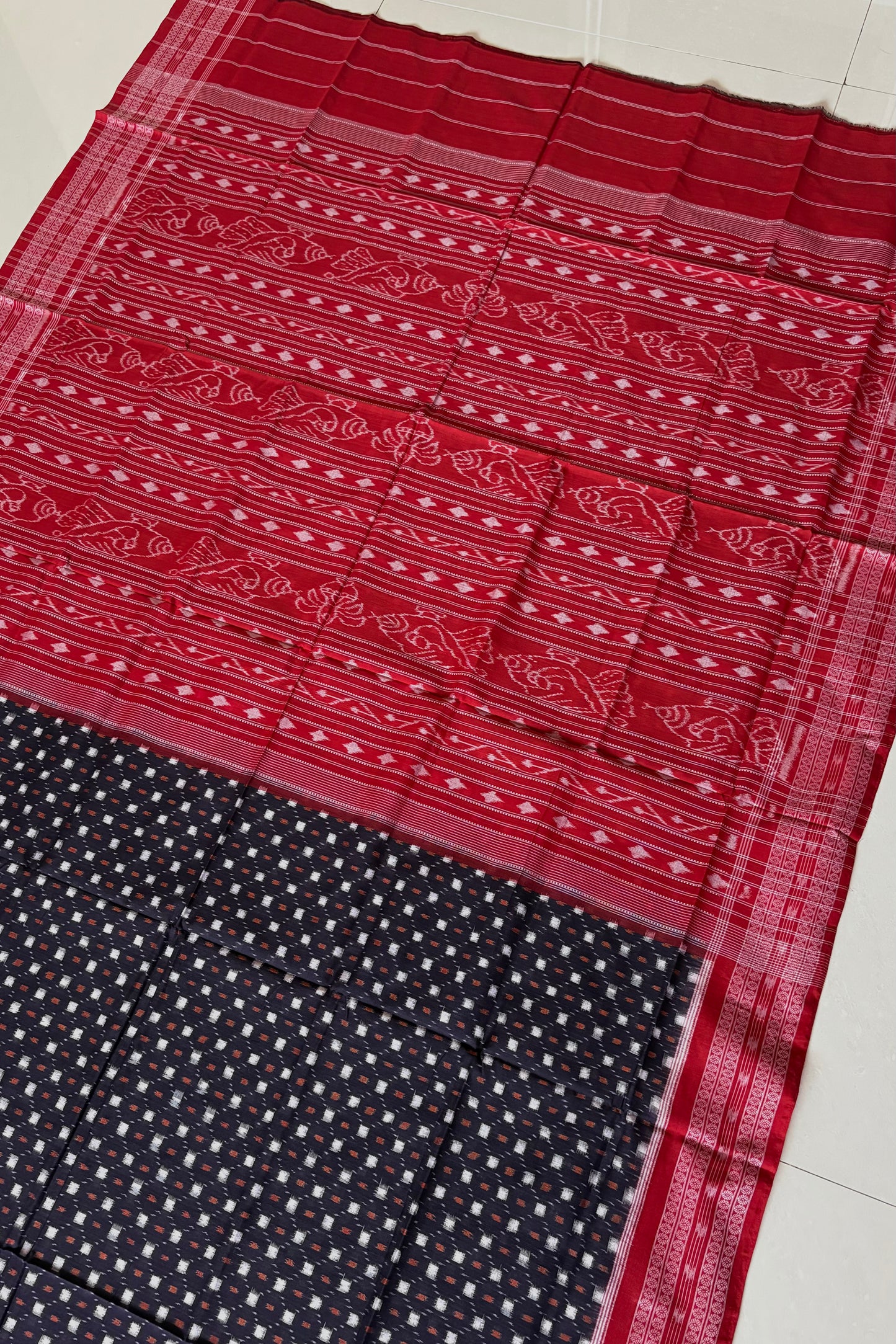 Sambalpuri Pure Cotton Saree - Deep Plum