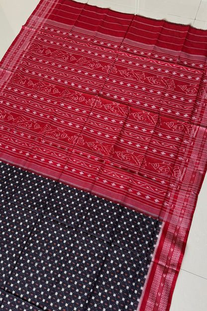 Sambalpuri Pure Cotton Saree - Deep Plum
