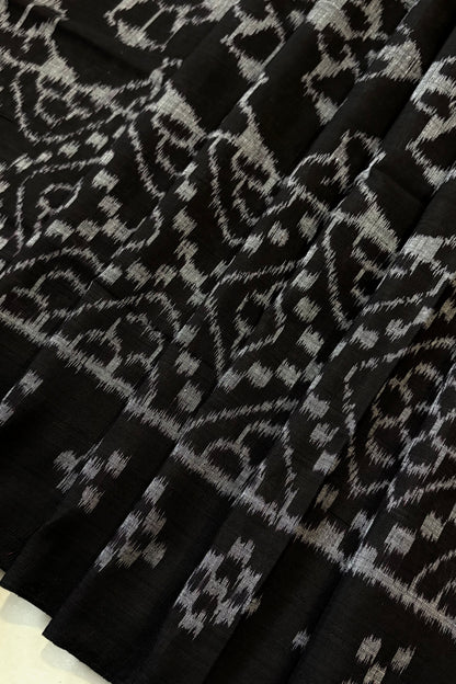 Odisha Ikkat Khandua Cotton Saree -Black