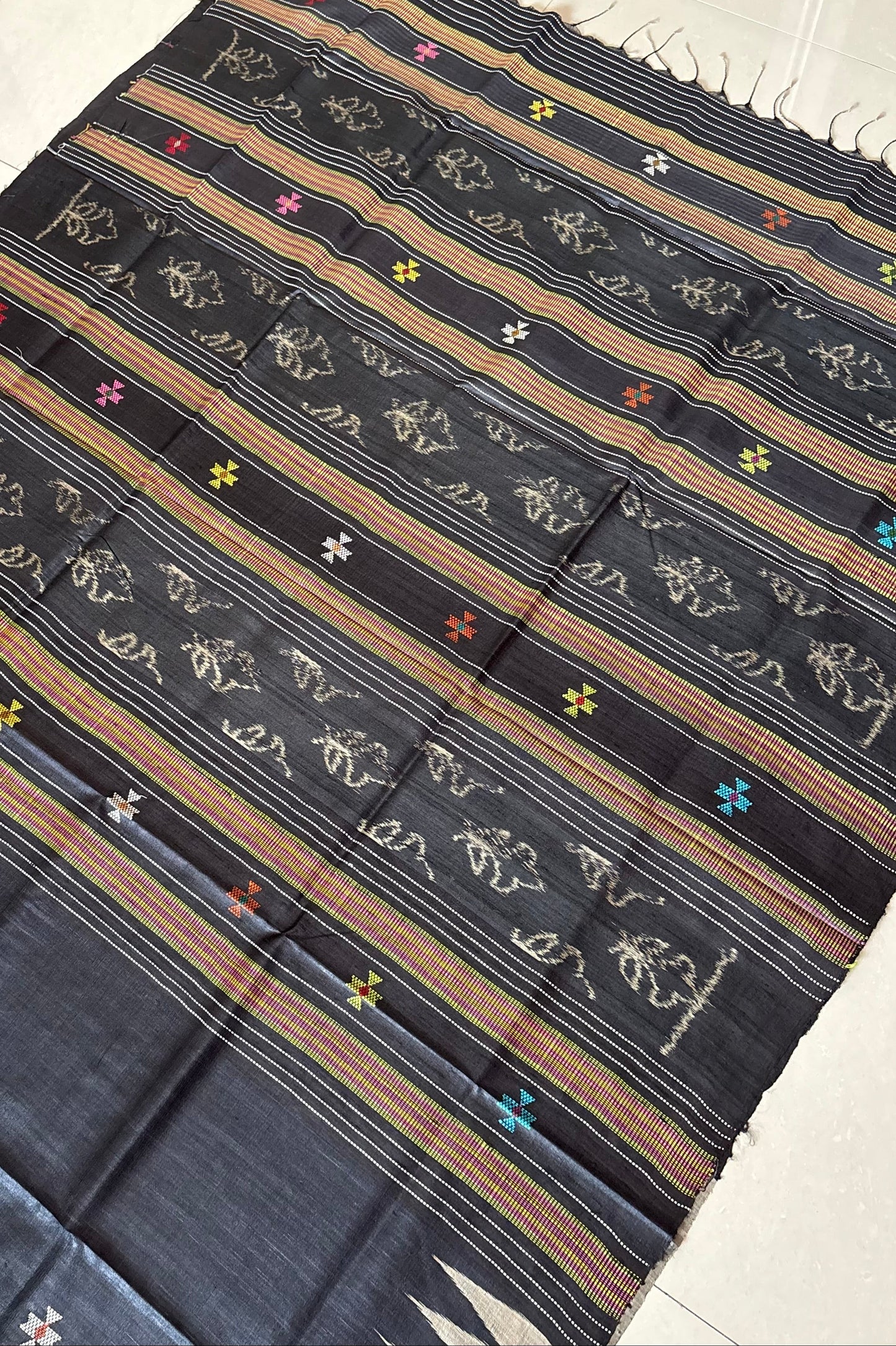 Gopalpur Tussar Silk Saree- Charcoal Black