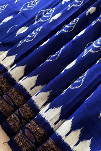 Odisha Ikkat Khandua Silk Saree - Indigo
