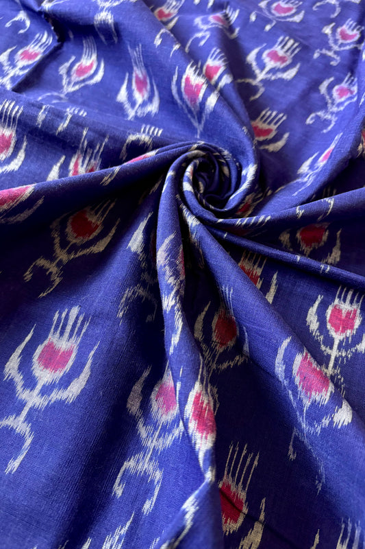 Odisha Ikkat Khandua Cotton Saree- Navy Blue
