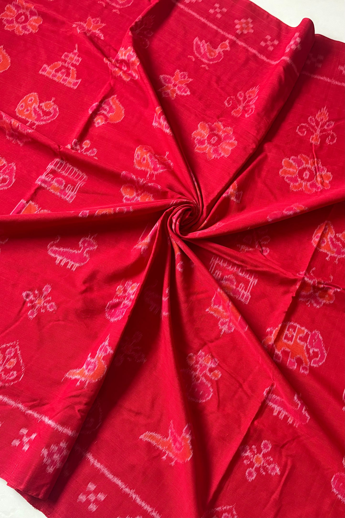 Odisha Ikkat Nabarangi Khandua Cotton Saree-Red