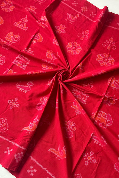 Odisha Ikkat Nabarangi Khandua Cotton Saree-Red