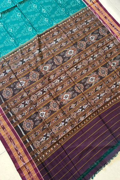 Odisha Ikkat Khandua Cotton Saree - Rama Green