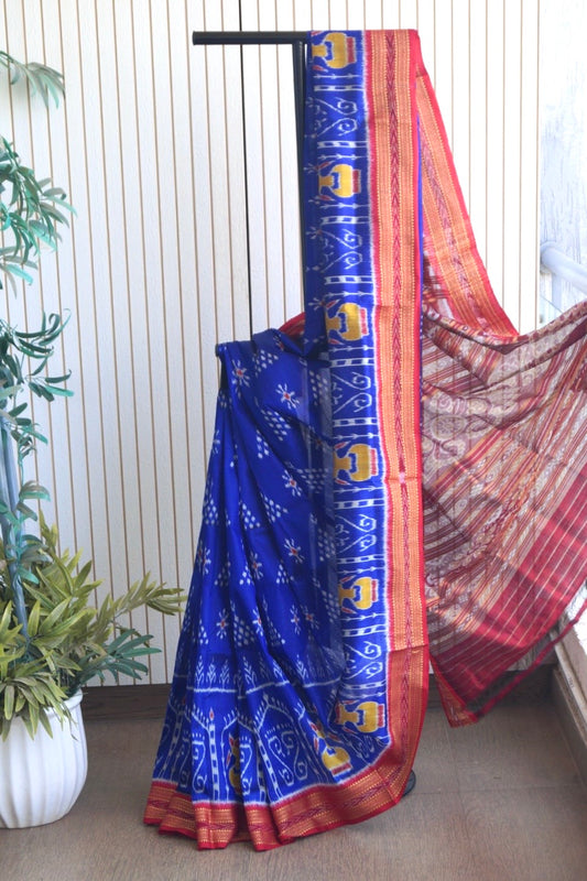 Odisha Ikkat Khandua Pure Silk Saree- Royal Blue