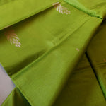 Load image into Gallery viewer, Handwoven Banana Pith Silk Saree- Green &amp; Wine
