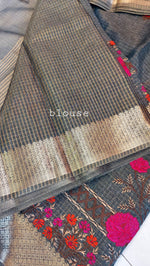 Load image into Gallery viewer, Embroidered Tissue Kota Saree-Greyish Blue
