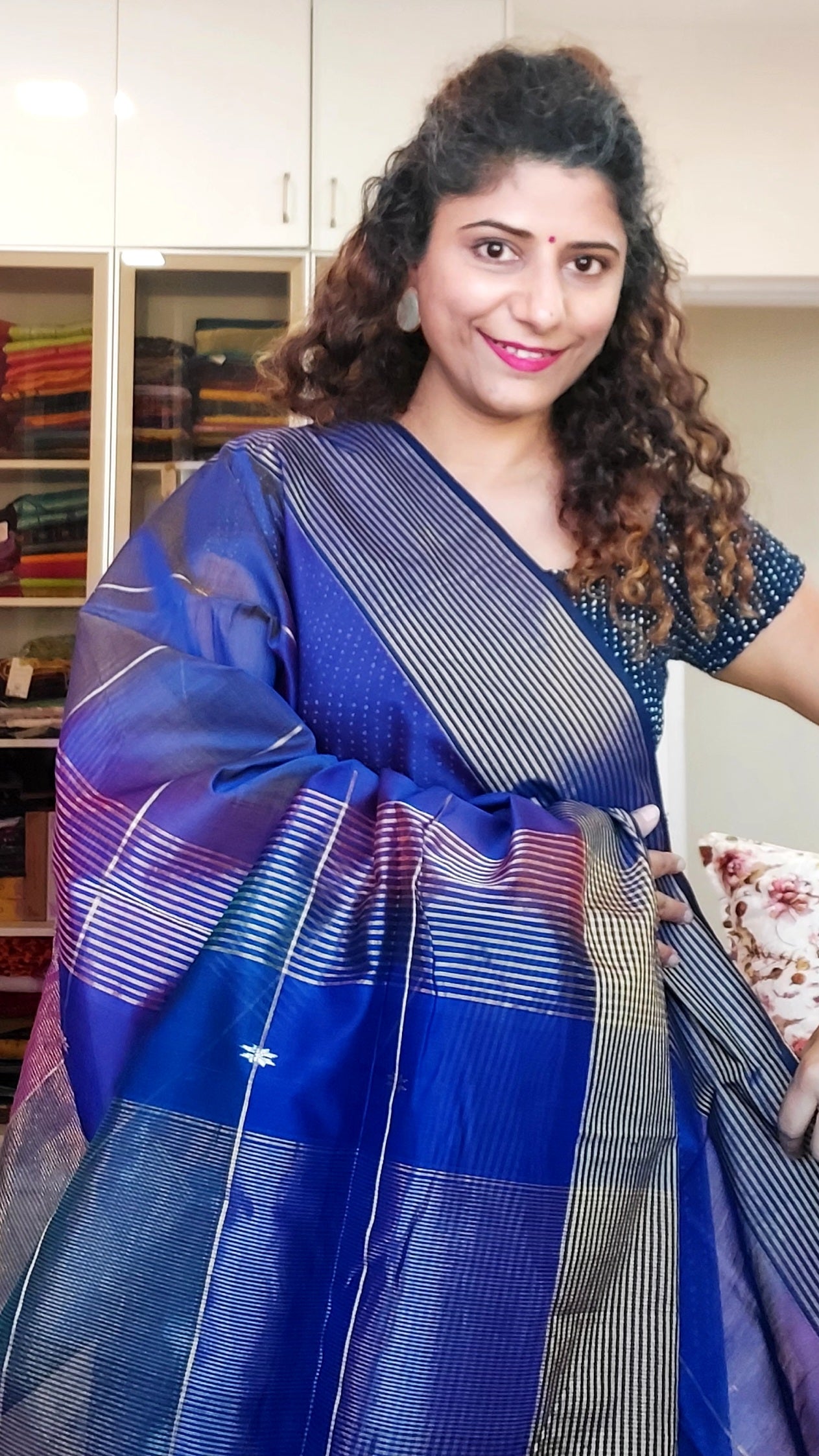 Check out this item in my Etsy shop https://www.etsy.com/listing/929294935/ blue-soft-banarasi-silk-saree-and-blou… | Stylish sarees, Saree designs,  Soft silk sarees