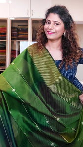 Maheshwari Silk Cotton Ombre Saree - Henna Green