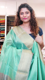 Load image into Gallery viewer, Maheshwari Tissue Silk Saree - Mint Green
