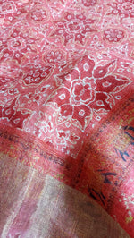 Load image into Gallery viewer, Pure Linen Digital Print Saree in Hues of Red
