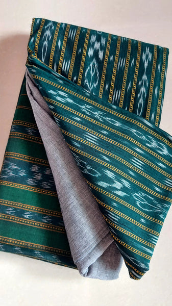 Green Ikkat Sambalpuri Cotton Dress Material