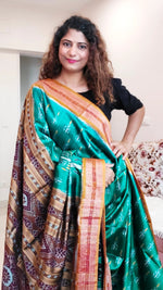 Load image into Gallery viewer, Odisha Ikkat Khandua Silk Saree - Sea Green
