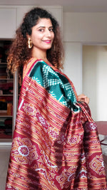 Load image into Gallery viewer, Odisha Ikkat Khandua Silk Saree - Teal Green
