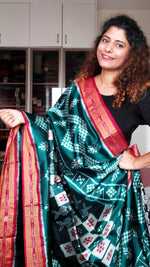 Load image into Gallery viewer, Odisha Ikkat Khandua Silk Saree - Teal Green
