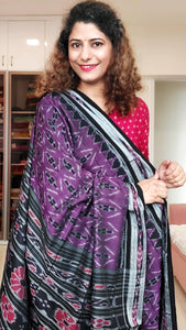 Odisha Ikkat Khandua Cotton Saree- Purple & Black 2