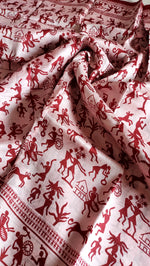 Load image into Gallery viewer, Murshidabad Pure Silk Sarees Hand block Print- Pink
