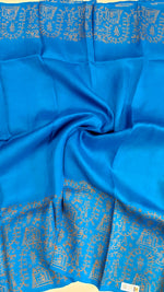 Load image into Gallery viewer, Murshidabad Pure Silk Sarees Hand block Print- Firozi
