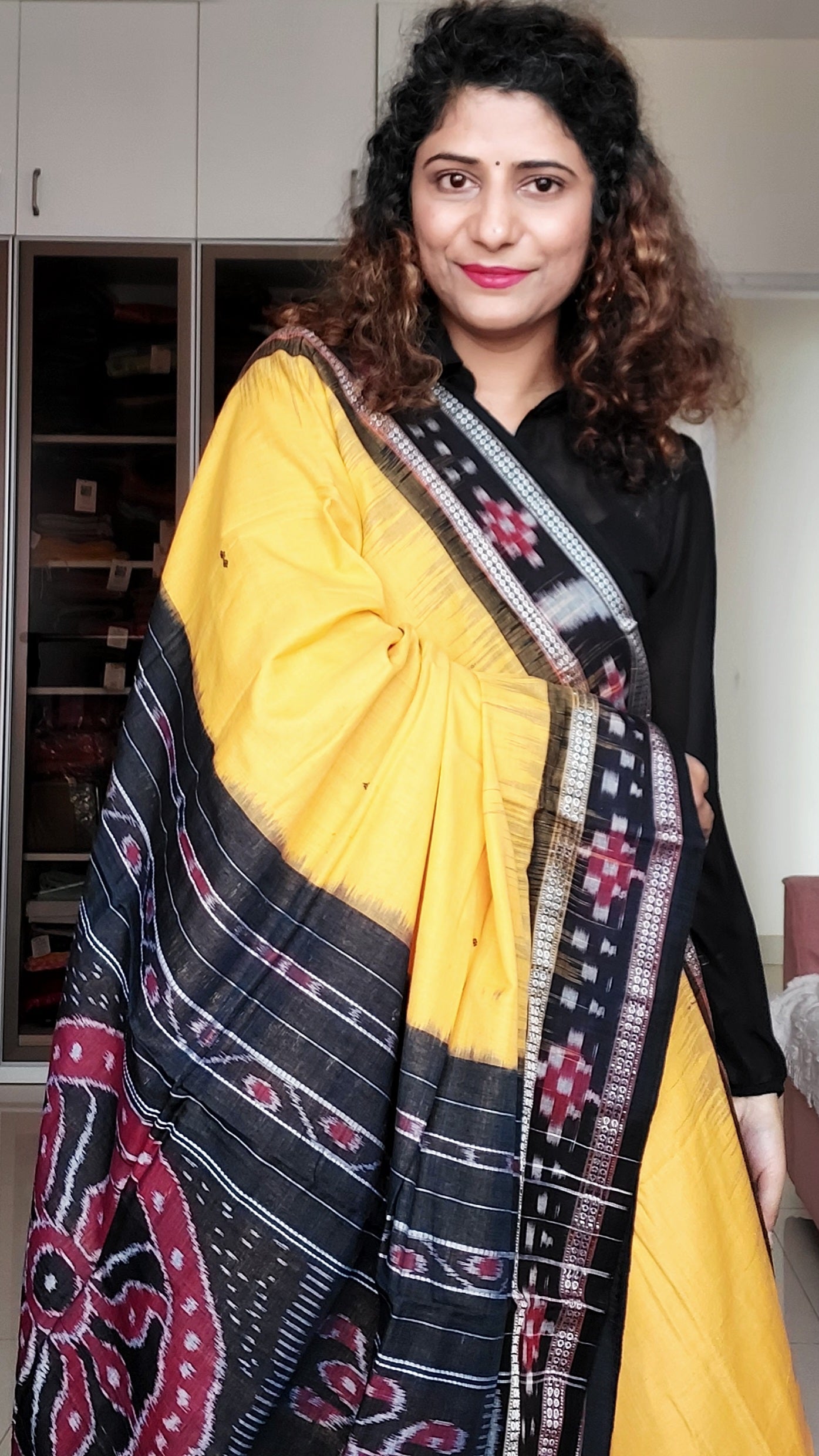 Yellow Ikkat Khandua Silk Saree | P030604635 – Priyadarshini Handloom