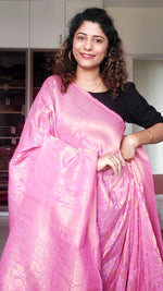 Load image into Gallery viewer, Banarasi Chiffon-Georgette Saree- Mauve Pink
