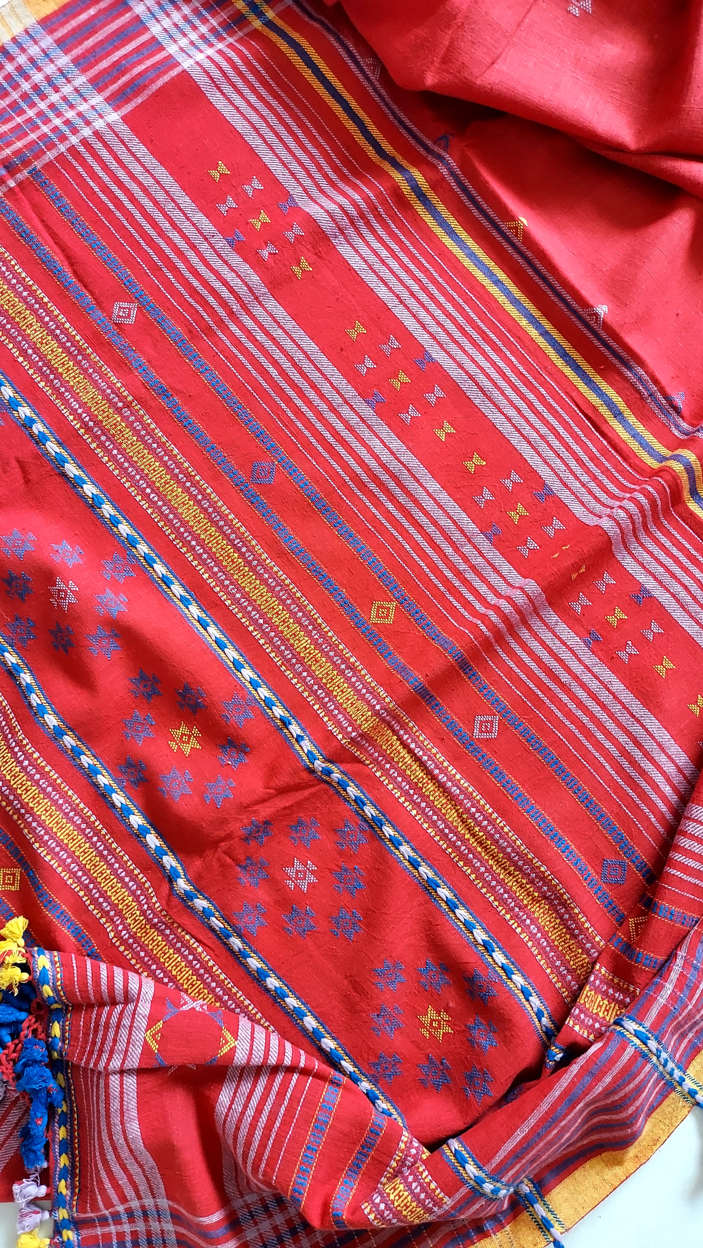 Kala Cotton Bhujodi Saree - Red