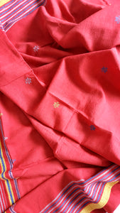 Kala Cotton Bhujodi Saree - Red