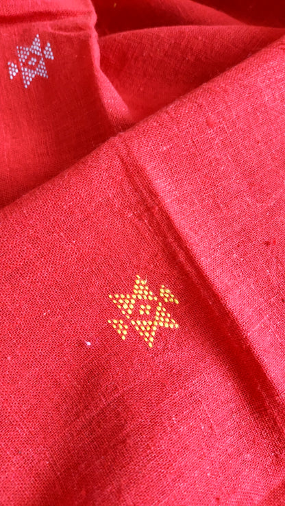 Kala Cotton Bhujodi Saree - Red