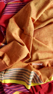 Kala Cotton Bhujodi Saree - Red