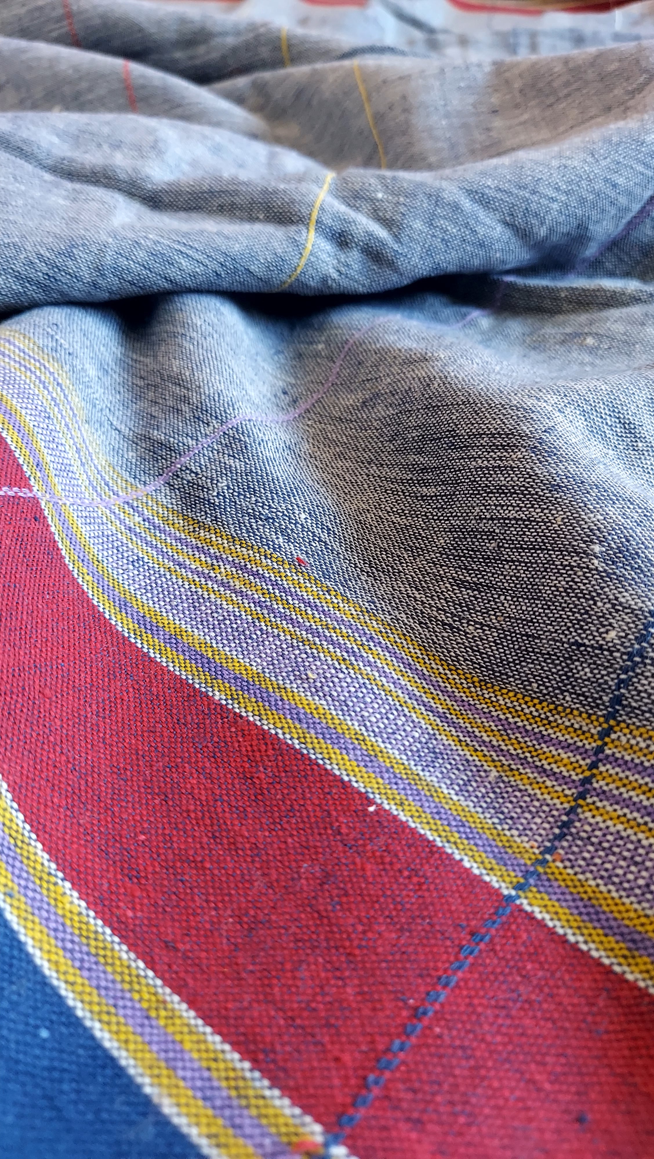 Kala Cotton Bhujodi Saree - Slate Blue