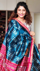 Odisha Ikkat Khandua Silk Saree- Teal