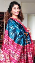 Load image into Gallery viewer, Odisha Ikkat Khandua Silk Saree- Teal
