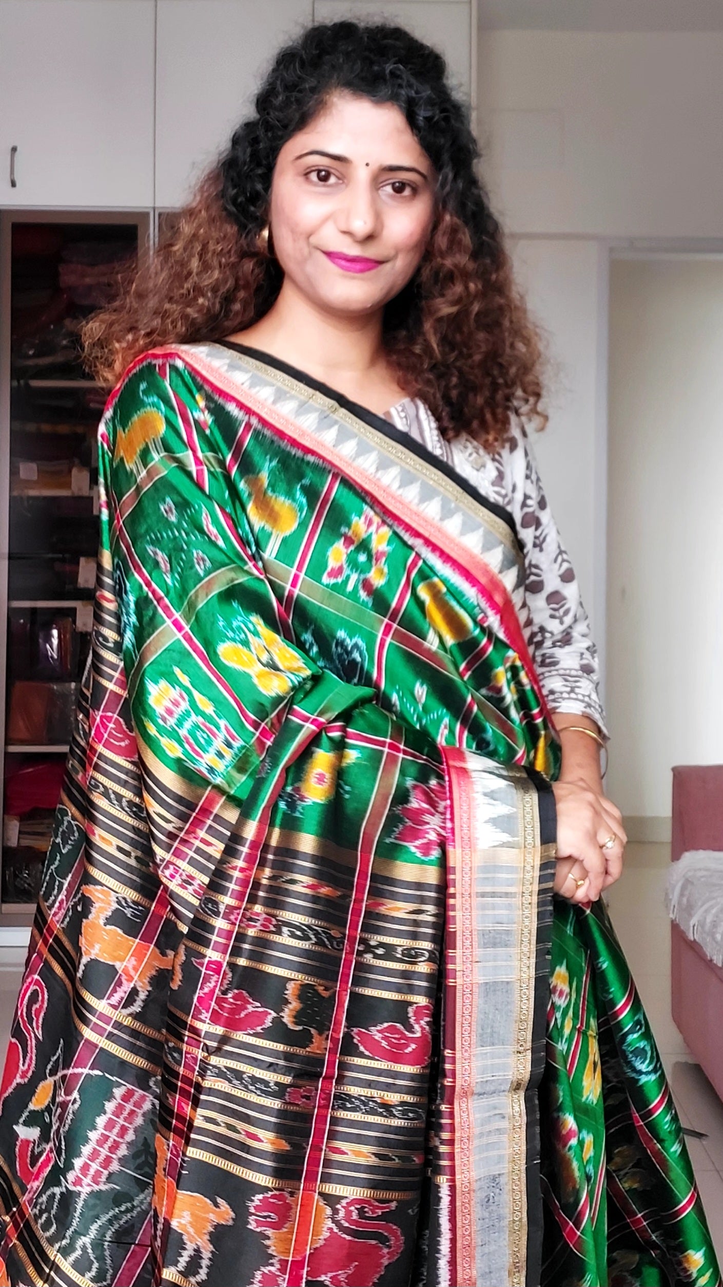 Multi Color Ikkat Khandua Silk Saree | P030504634 – Priyadarshini Handloom