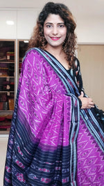 Load image into Gallery viewer, Odisha Ikkat Khandua Cotton Saree- Purple &amp; Black 3
