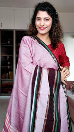 Load image into Gallery viewer, Narayanpet Mercerized Cotton Saree With Broad Border - Dusty Pink
