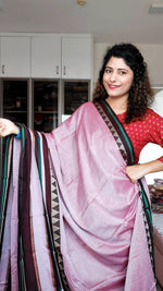 Load image into Gallery viewer, Narayanpet Mercerized Cotton Saree With Broad Border - Dusty Pink
