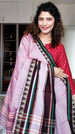 Load image into Gallery viewer, Narayanpet Mercerized Cotton Saree With Broad Border - Dusty Pink
