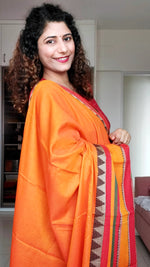 Load image into Gallery viewer, Narayanpet Mercerized Cotton Saree With Broad Border - Orange
