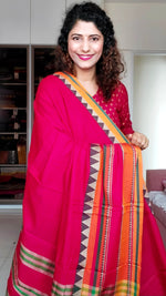 Load image into Gallery viewer, Narayanpet Mercerized Cotton Saree With Broad Border - Pink
