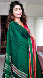 Load image into Gallery viewer, Narayanpet Mercerized Cotton Saree With Broad Border - Green
