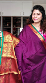 Load image into Gallery viewer, Narayanpet Mercerized Cotton Saree With Zari Border - Purple 1
