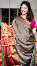 Load image into Gallery viewer, Narayanpet Mercerized Cotton Saree With Zari Border - Antique Gold 2
