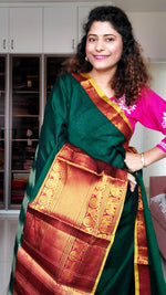 Load image into Gallery viewer, Narayanpet Mercerized Cotton Saree With Zari Border - Green 2
