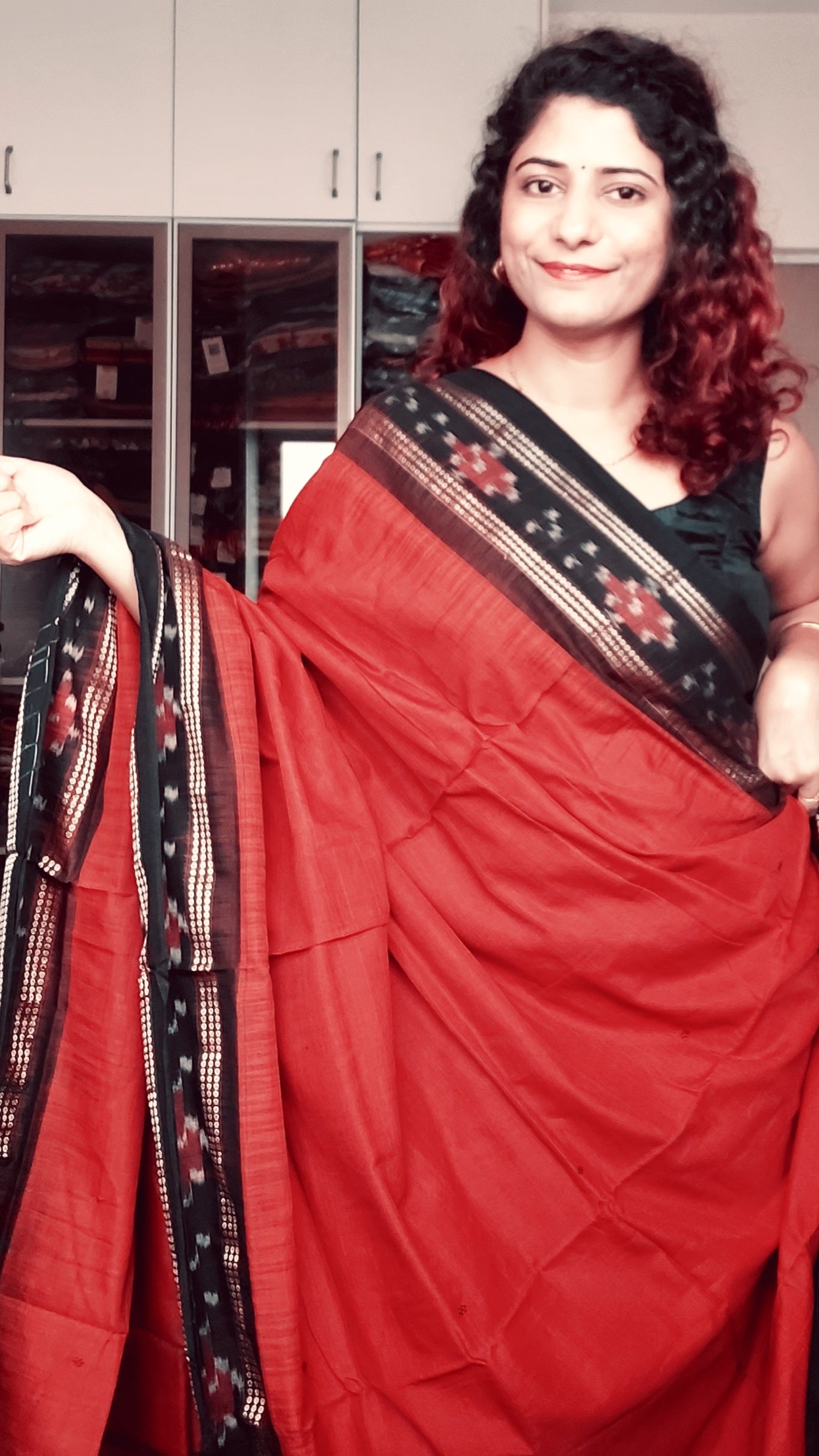 Black with Magenta Lotus Odisha Ikat Khandua Silk Saree – IndianVillèz