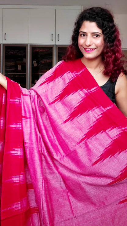 Kargil Cotton Saree- Red