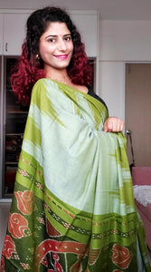 Kargil Cotton Saree-Pastel Green