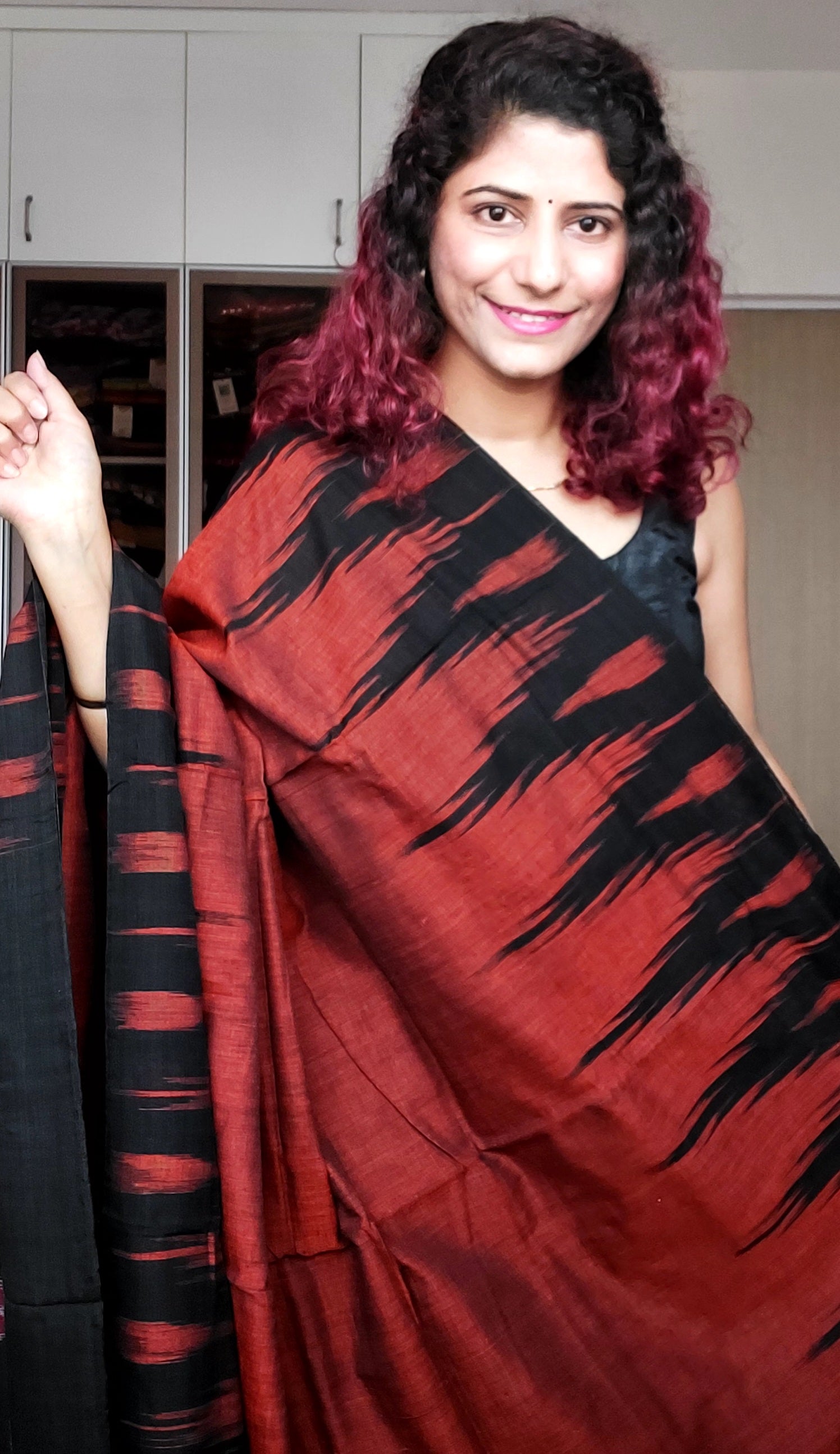 Kargil Cotton Saree- Rust Orange