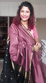 Load image into Gallery viewer, Maheshwari Silk Cotton Saree - Dusty Rose
