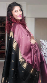 Load image into Gallery viewer, Maheshwari Silk Cotton Saree - Dusty Rose
