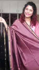 Load image into Gallery viewer, Maheshwari Silk Cotton Saree - Dusty Rose
